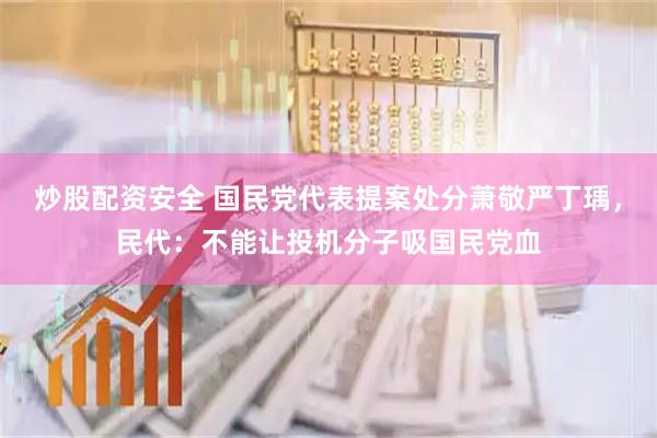 炒股配资安全 国民党代表提案处分萧敬严丁瑀,民代:不能让投机分子吸国民党血